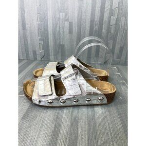 Sam & Libby Studded Slide Sandals – Women’s 5 Silver